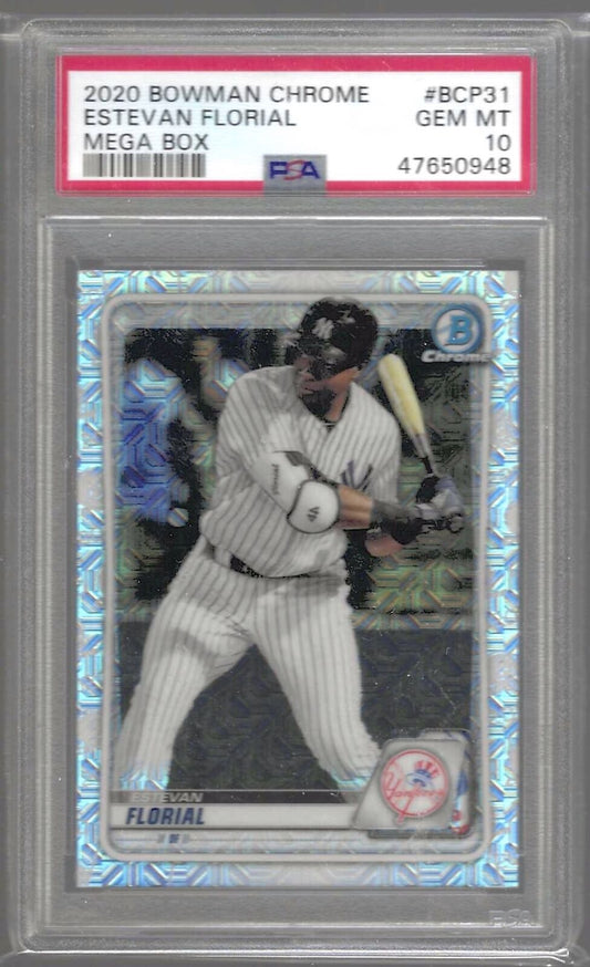 ESTEVAN FLORIAL 2020 BOWMAN CHROME PROSPECT MEGA REFRACTOR #31 PSA 10 POP 4