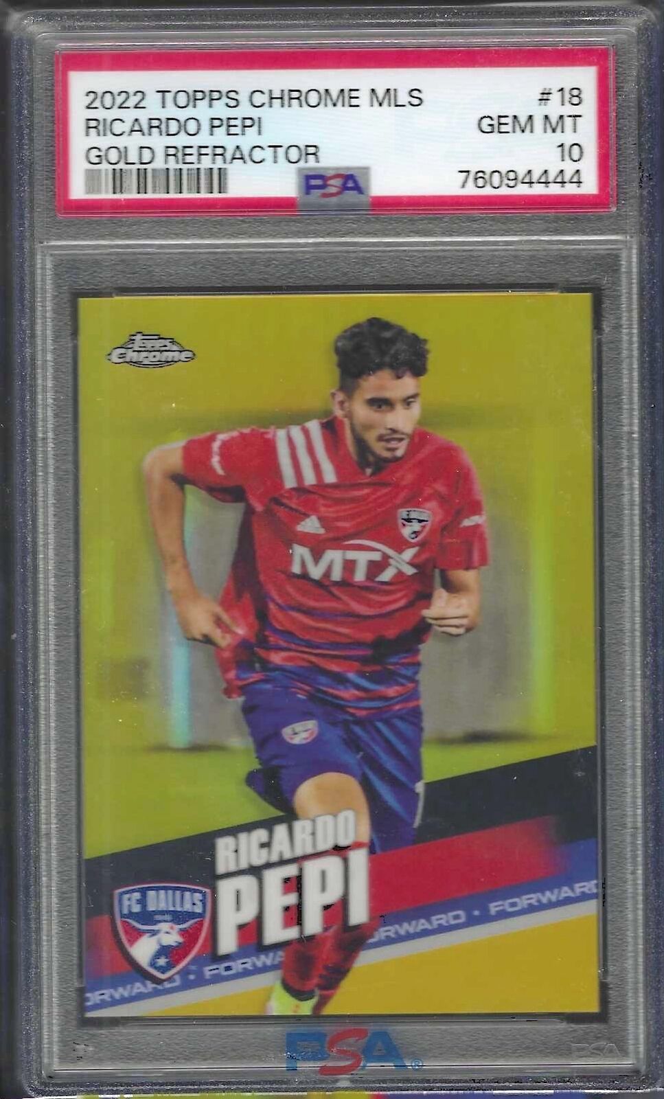 RICARDO PEPI 2022 TOPPS CHROME MLS GOLD REFRACTOR /50 PSA 10 GEM MINT POP 2