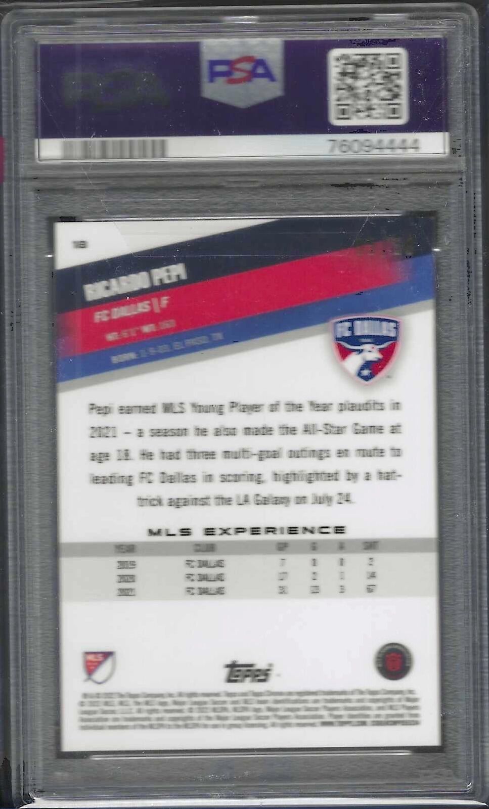 RICARDO PEPI 2022 TOPPS CHROME MLS GOLD REFRACTOR /50 PSA 10 GEM MINT POP 2