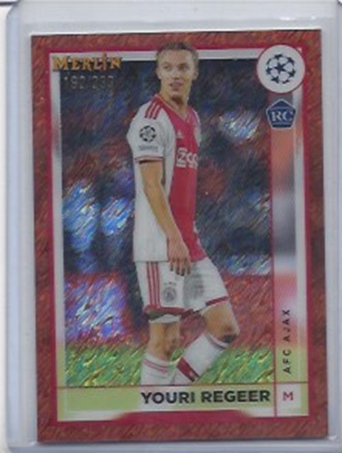 YOURI REGEER 2022-23 TOPPS MERLIN CHROME ROSE GOLD SHIMMER REFRACTOR RC #D /299