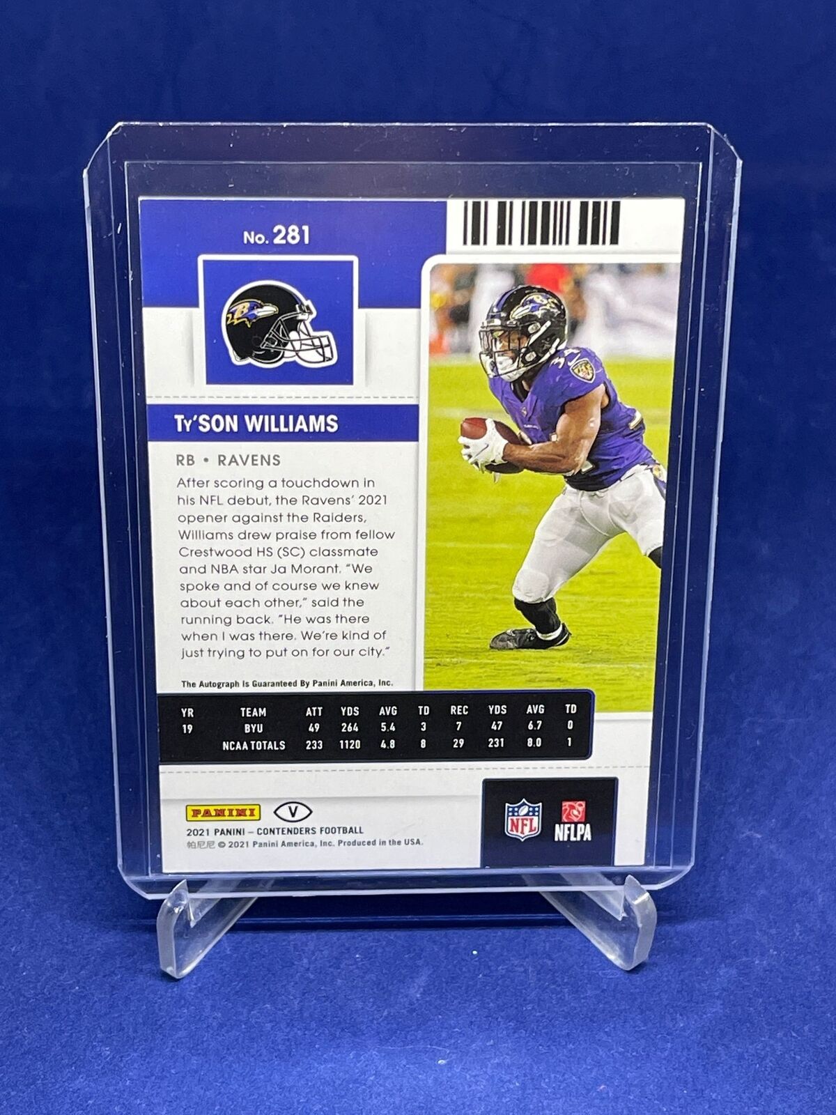 TY'SON WILLIAMS 2021 PANINI CONTENDERS ROOKIE TICKET AUTO VARIATION RC #281