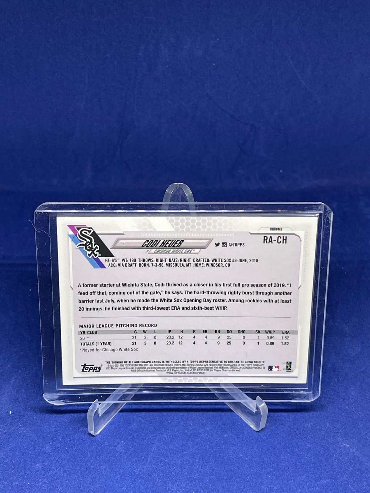 CODI HEUER 2021 TOPPS CHROME ON CARD AUTO ROOKIE RC