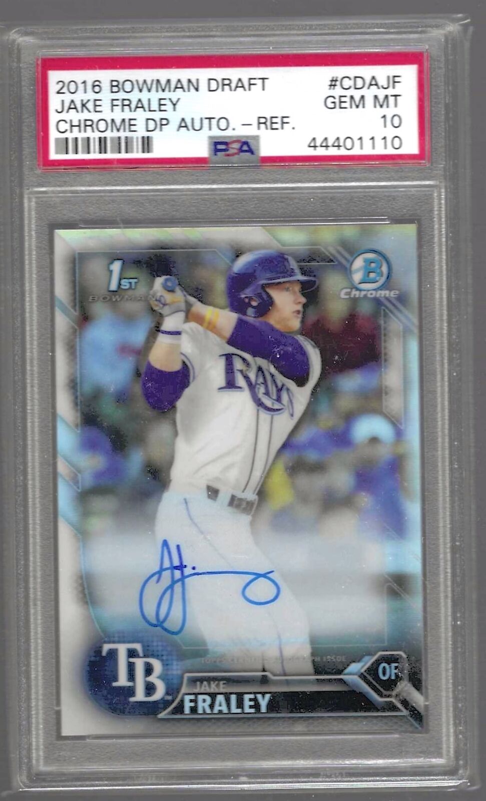 JAKE FRALEY 2016 BOWMAN DRAFT CHROME 1ST REFRACTOR AUTO /499 PSA 10 MINT POP 3