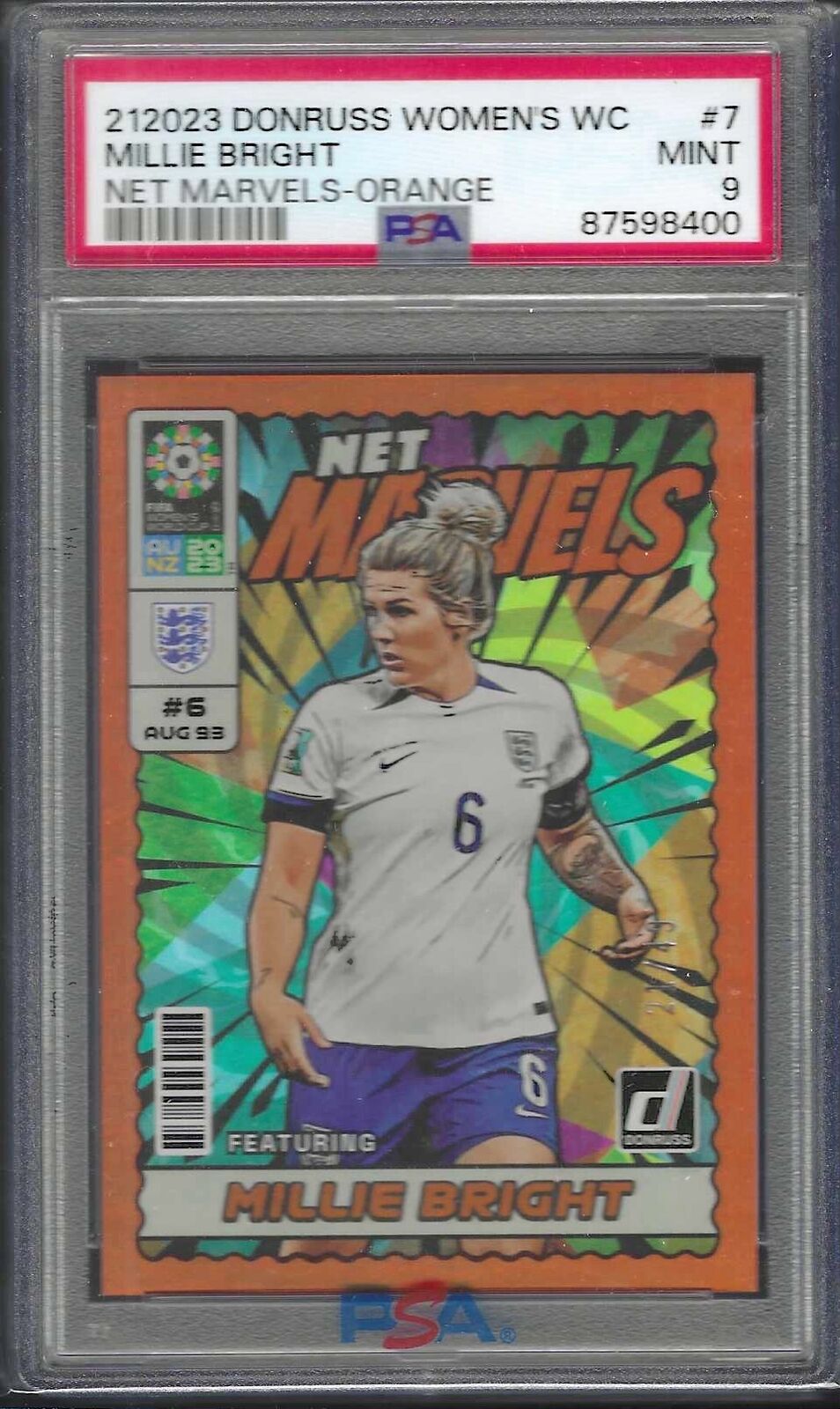 MILLIE BRIGHT 2023 PANINI DONRUSS NET MARVELS ORANGE /49 PSA 9 MINT POP 1/1