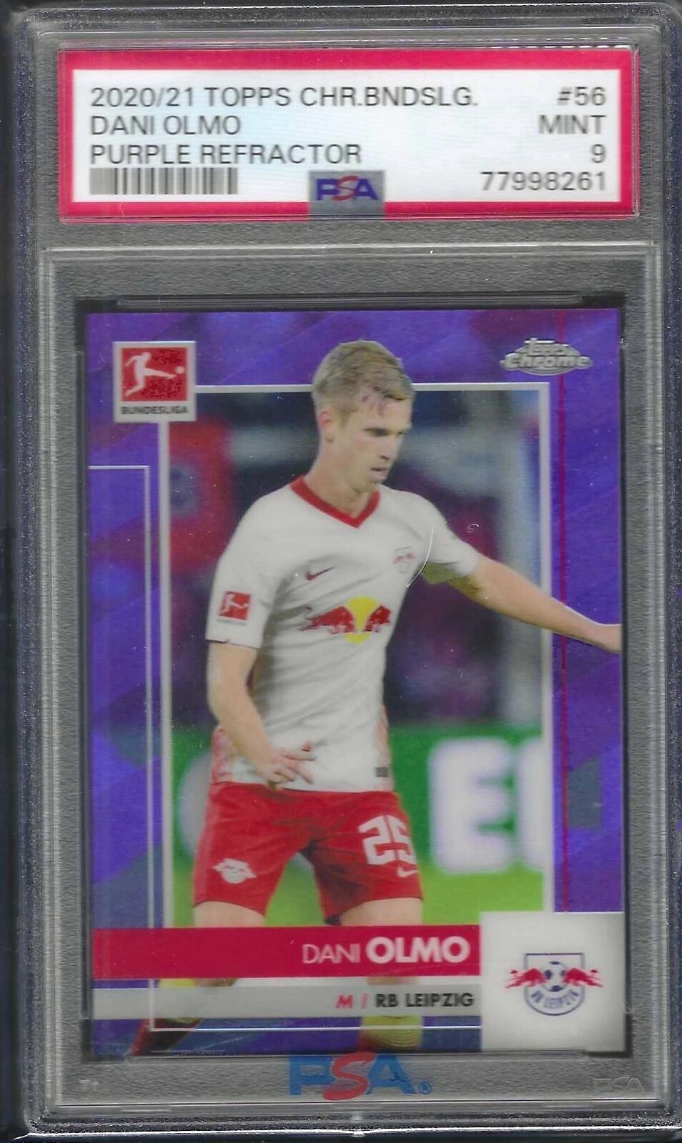 DANI OLMO 2020-21 TOPPS CHROME BUNDESLIGA PURPLE REFRACTOR /299 PSA 9 POP 1/1