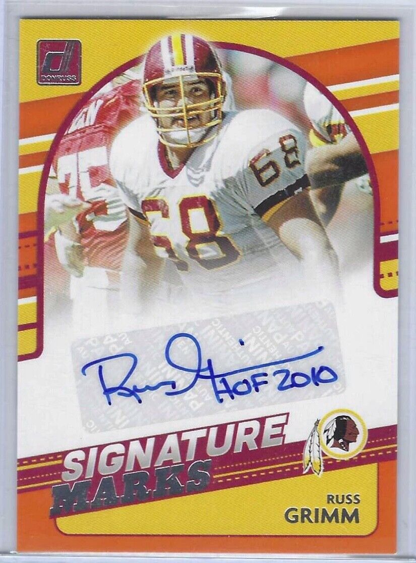 RUSS GRIMM 2021 DONRUSS ORANGE SIGNATURE MARKS AUTO #SM40