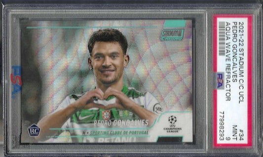 PEDRO GONCALVES 2021-22 STADIUM CLUB CHROME AQUA WAVE RC /250 PSA 9 MINT POP 1/1