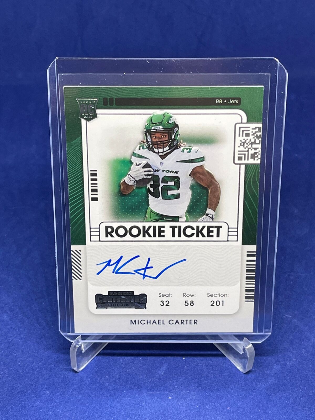 MICHAEL CARTER 2021 PANINI CONTENDERS ROOKIE TICKET ON CARD AUTO RC #129