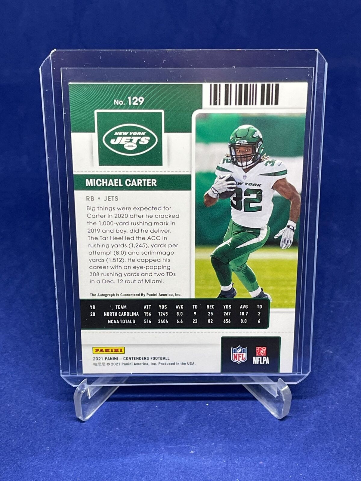 MICHAEL CARTER 2021 PANINI CONTENDERS ROOKIE TICKET ON CARD AUTO RC #129