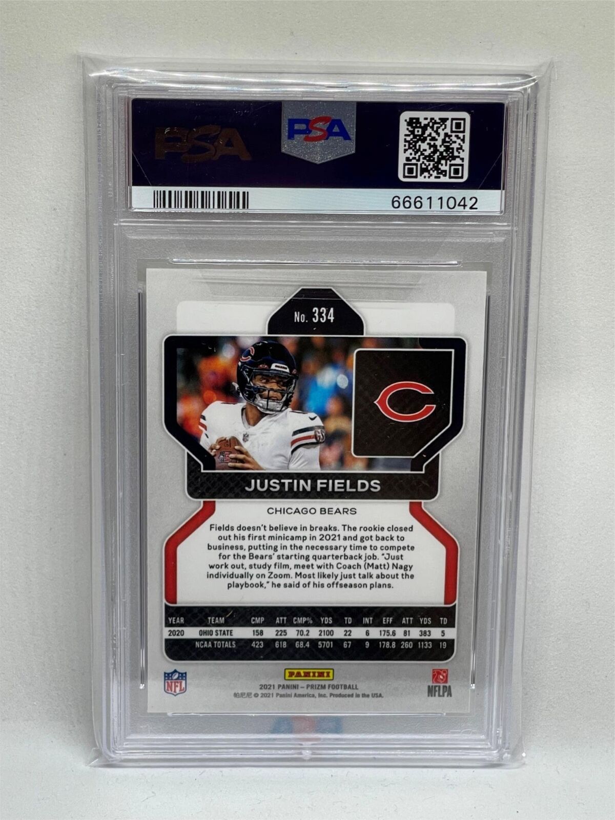 JUSTIN FIELDS 2021 PANINI PRIZM ROOKIE RC #334 PSA 10 GEM MINT