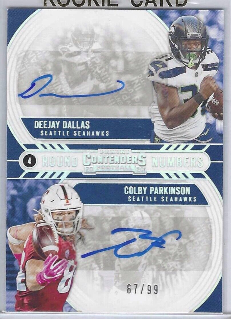 DEEJAY DALLAS COLBY PARKINSON 2020 CONTENDERS ROUND NUMBERS DUAL AUTO RC #D /99
