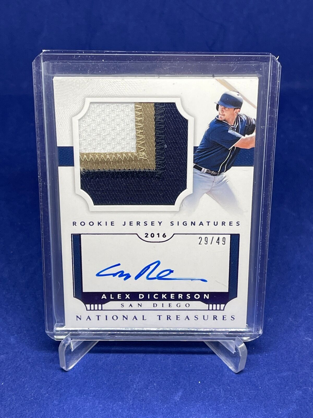 ALEX DICKERSON 2016 PANINI NATIONAL TREASURES PURPLE RPA PATCH AUTO RC #D 29/49