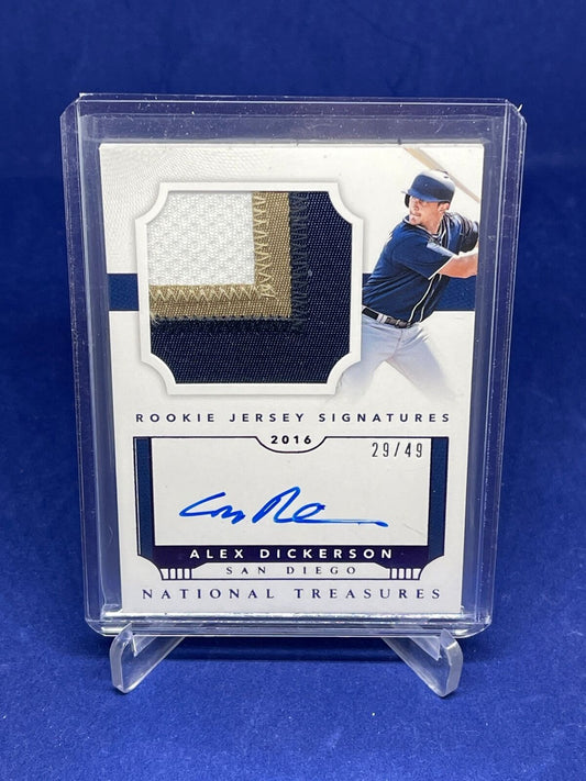 ALEX DICKERSON 2016 PANINI NATIONAL TREASURES PURPLE RPA PATCH AUTO RC #D 29/49