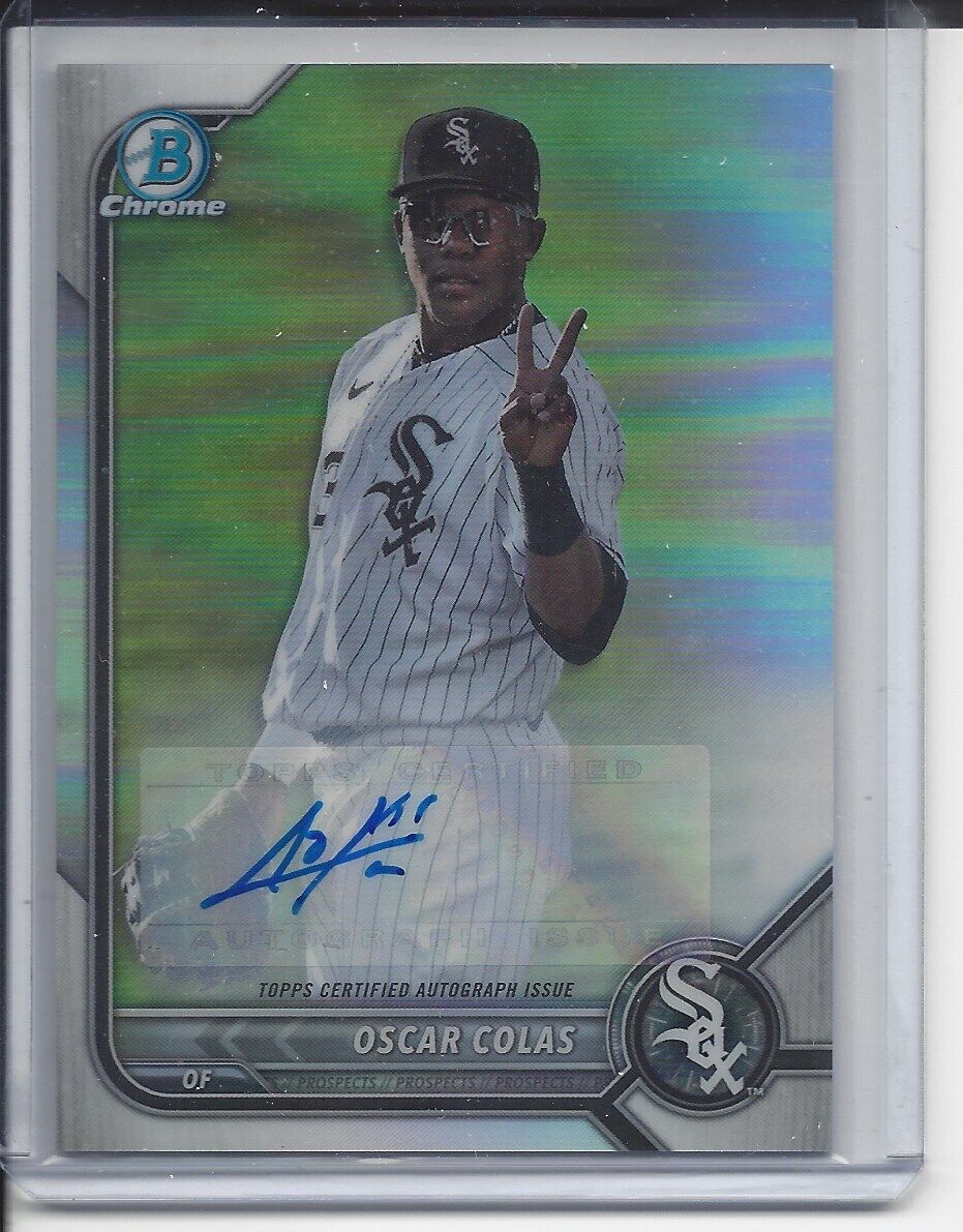 OSCAR COLAS 2022 BOWMAN DRAFT CHROME PHOTO VARIATION REFRACTOR AUTO #D 64/99