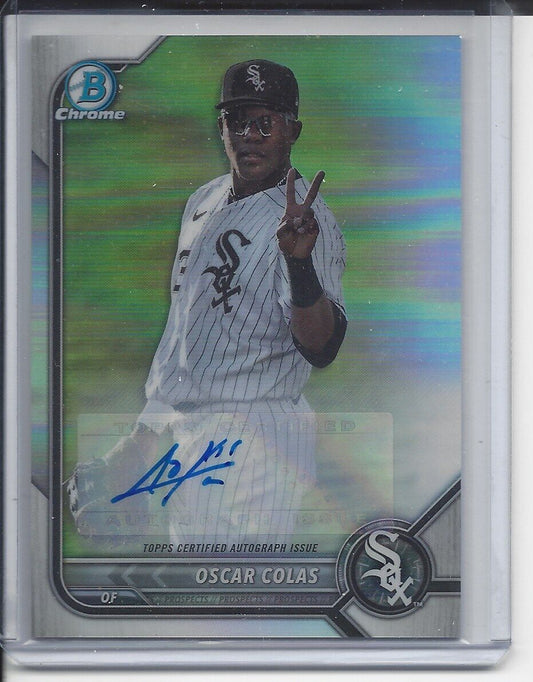 OSCAR COLAS 2022 BOWMAN DRAFT CHROME PHOTO VARIATION REFRACTOR AUTO #D 64/99