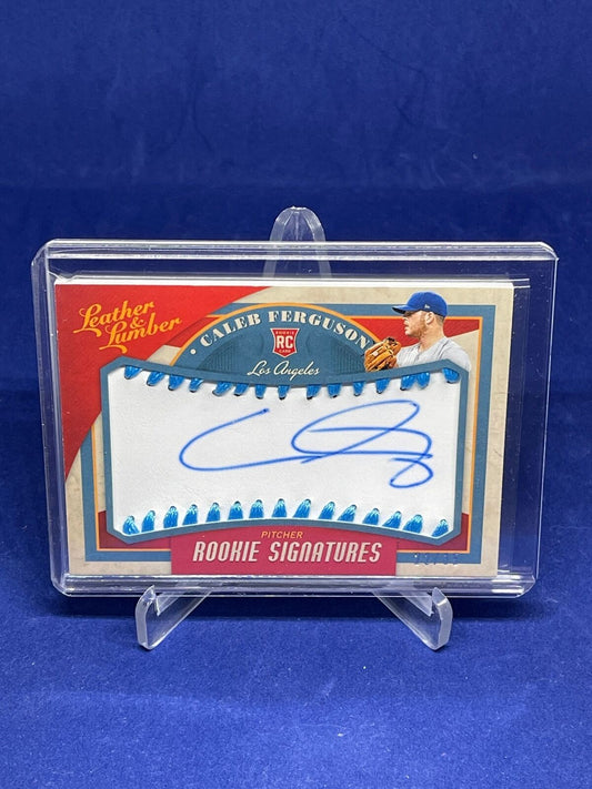 CALEB FERGUSON 2019 PANINI LEATHER AND LUMBER ROOKIE AUTO RC #D 22/35