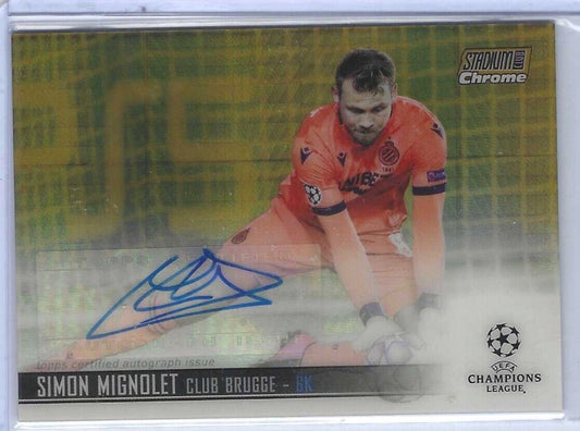 SIMON MIGNOLET 2020-21 STADIUM CLUB CHROME GOLD HYPER REFRACTOR AUTO #D 07/50
