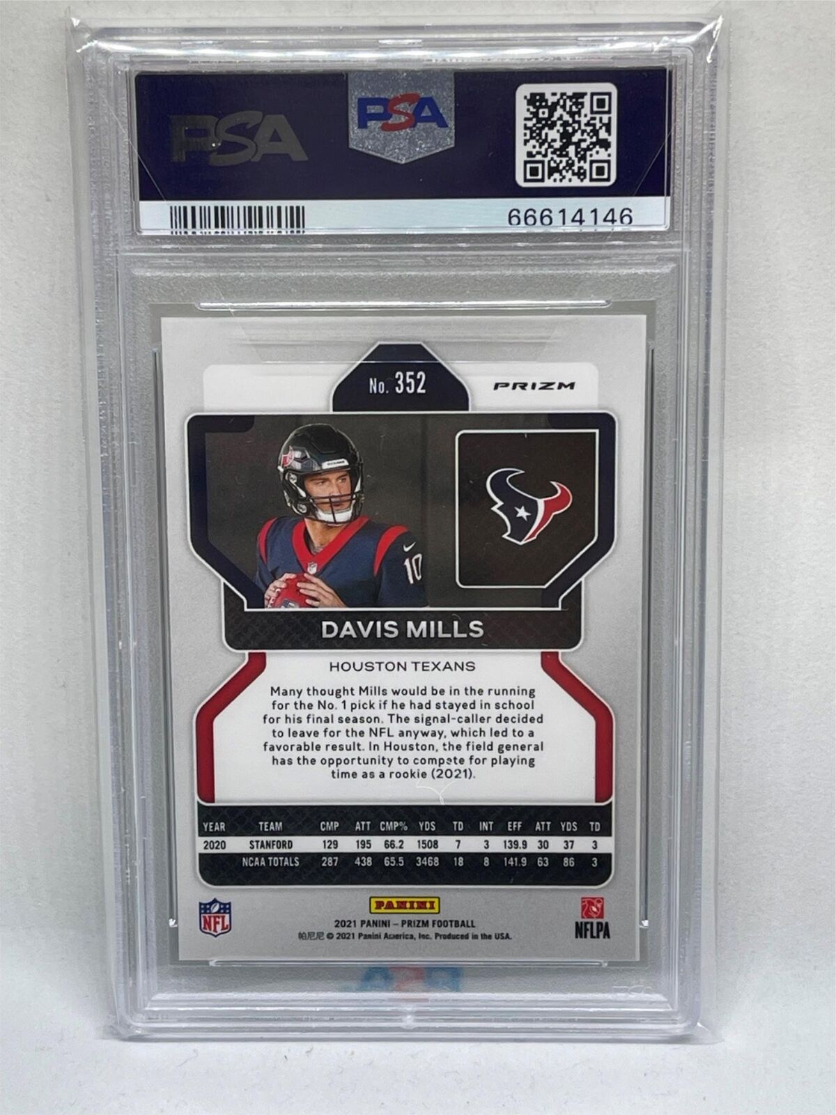 DAVIS MILLS 2021 PANINI PRIZM NEON GREEN PULSAR PRIZM ROOKIE RC #352 PSA 9 MINT