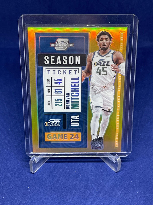 DONOVAN MITCHELL 2020-21 PANINI CONTENDERS OPTIC TICKET GOLD HOLO PRIZM #D 4/10