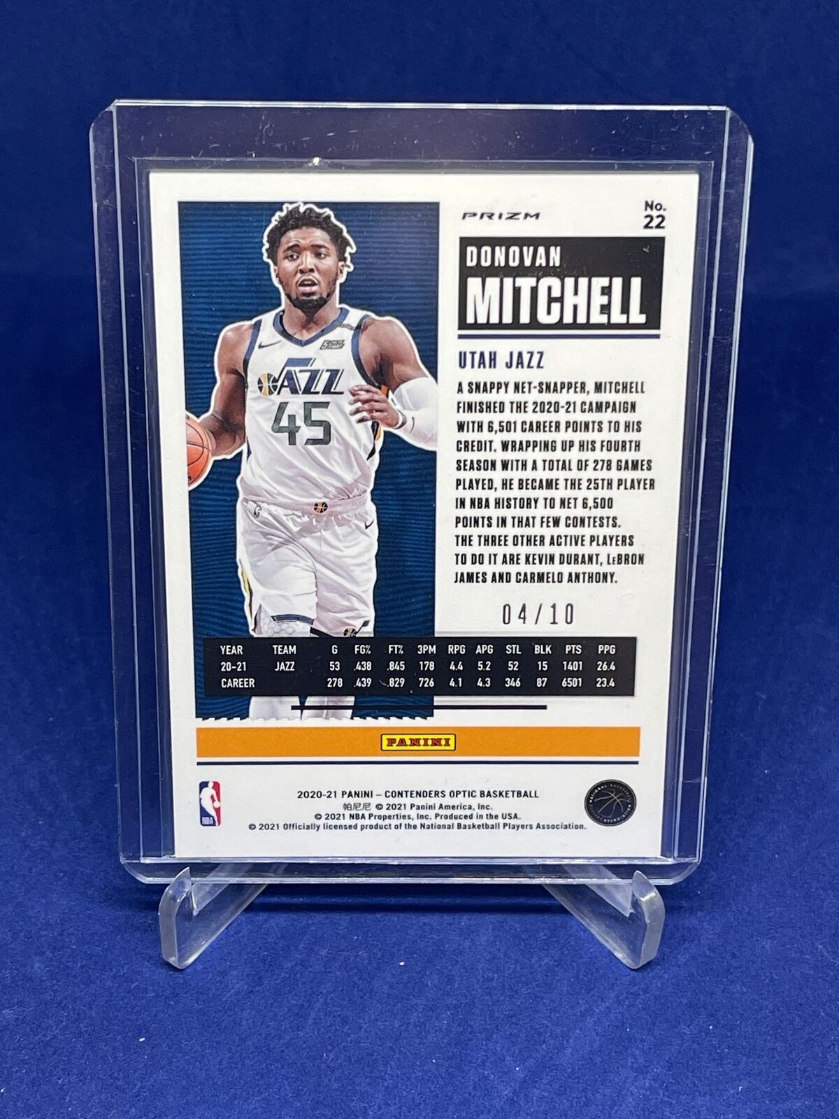 DONOVAN MITCHELL 2020-21 PANINI CONTENDERS OPTIC TICKET GOLD HOLO PRIZM #D 4/10