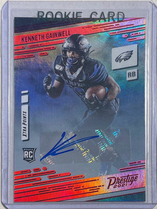KENNETH GAINWELL 2021 PANINI PRESTIGE XTRA POINTS RED AUTO ROOKIE RC #217