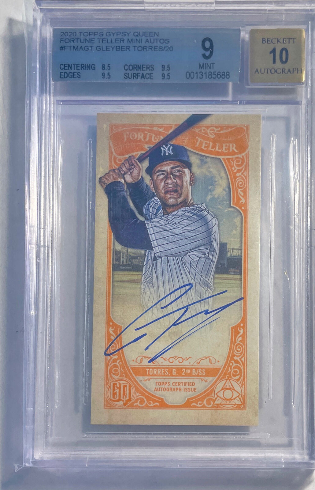 GLEYBER TORRES 2020 GYPSY QUEEN FORTUNE TELLER AUTO #D 09/20 BGS 9 10 AU POP 1/1