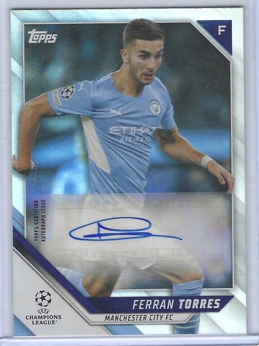 FERRAN TORRES 2021-22 TOPPS UEFA SILVER FOIL AUTO #BA-FT