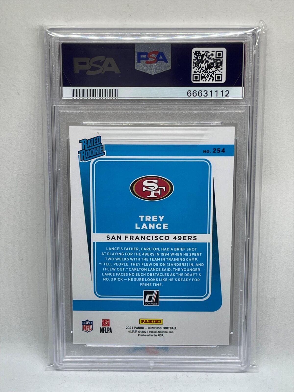TREY LANCE 2021 PANINI DONRUSS RATED ROOKIE RC #254 PSA 9 MINT