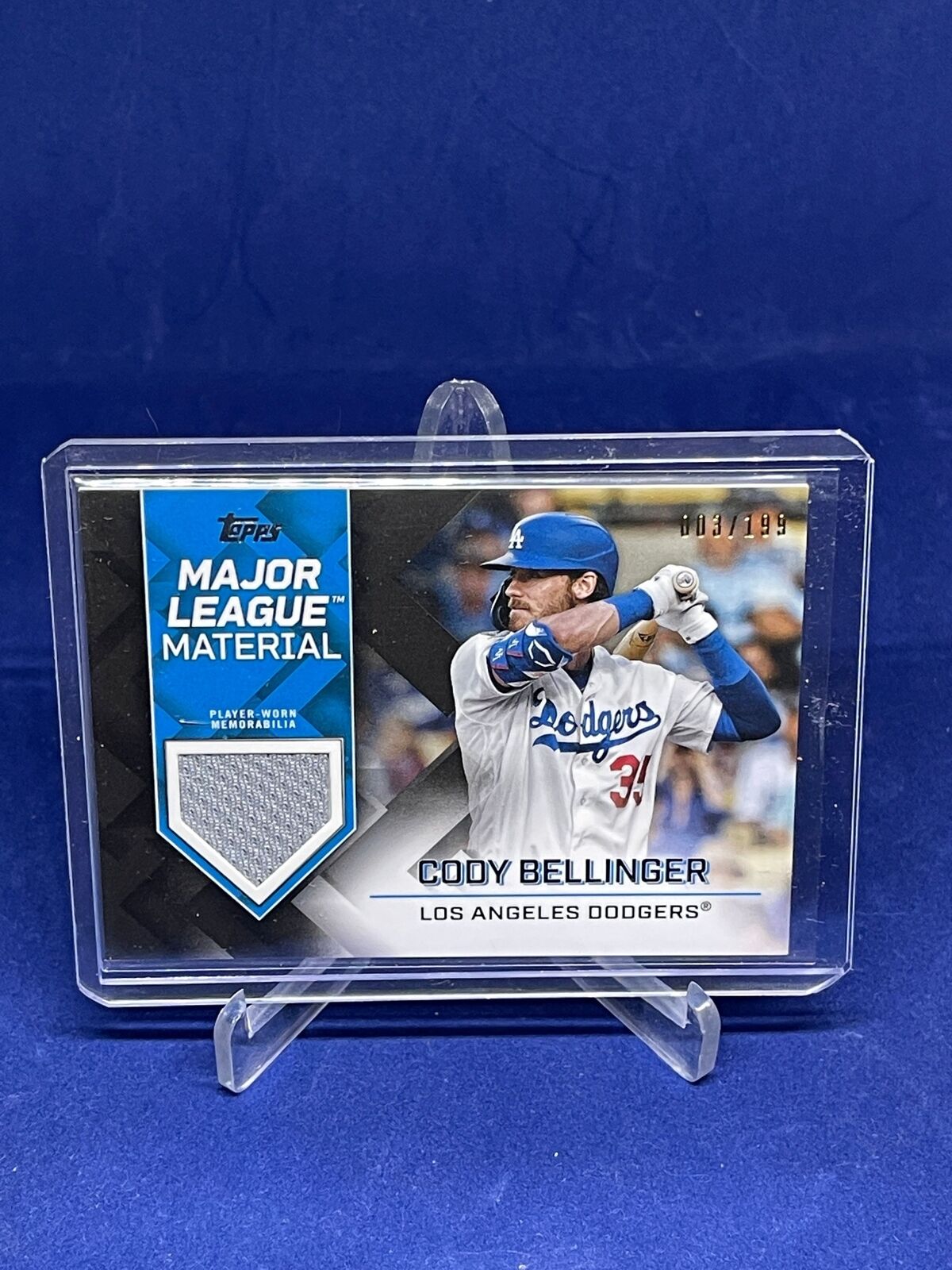 CODY BELLINGER 2022 TOPPS SERIES ONE BLACK MAJOR LEAGUE MATERIAL JERSEY #D 3/199