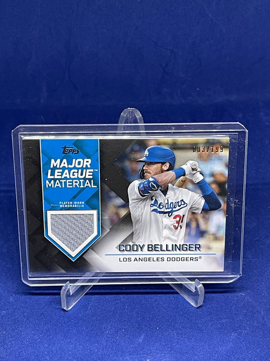 CODY BELLINGER 2022 TOPPS SERIES ONE BLACK MAJOR LEAGUE MATERIAL JERSEY #D 3/199