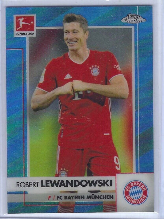 ROBERT LEWANDOWSKI 2020-21 TOPPS CHROME BUNDESLIGA BLUE REFRACTOR #D 121/150
