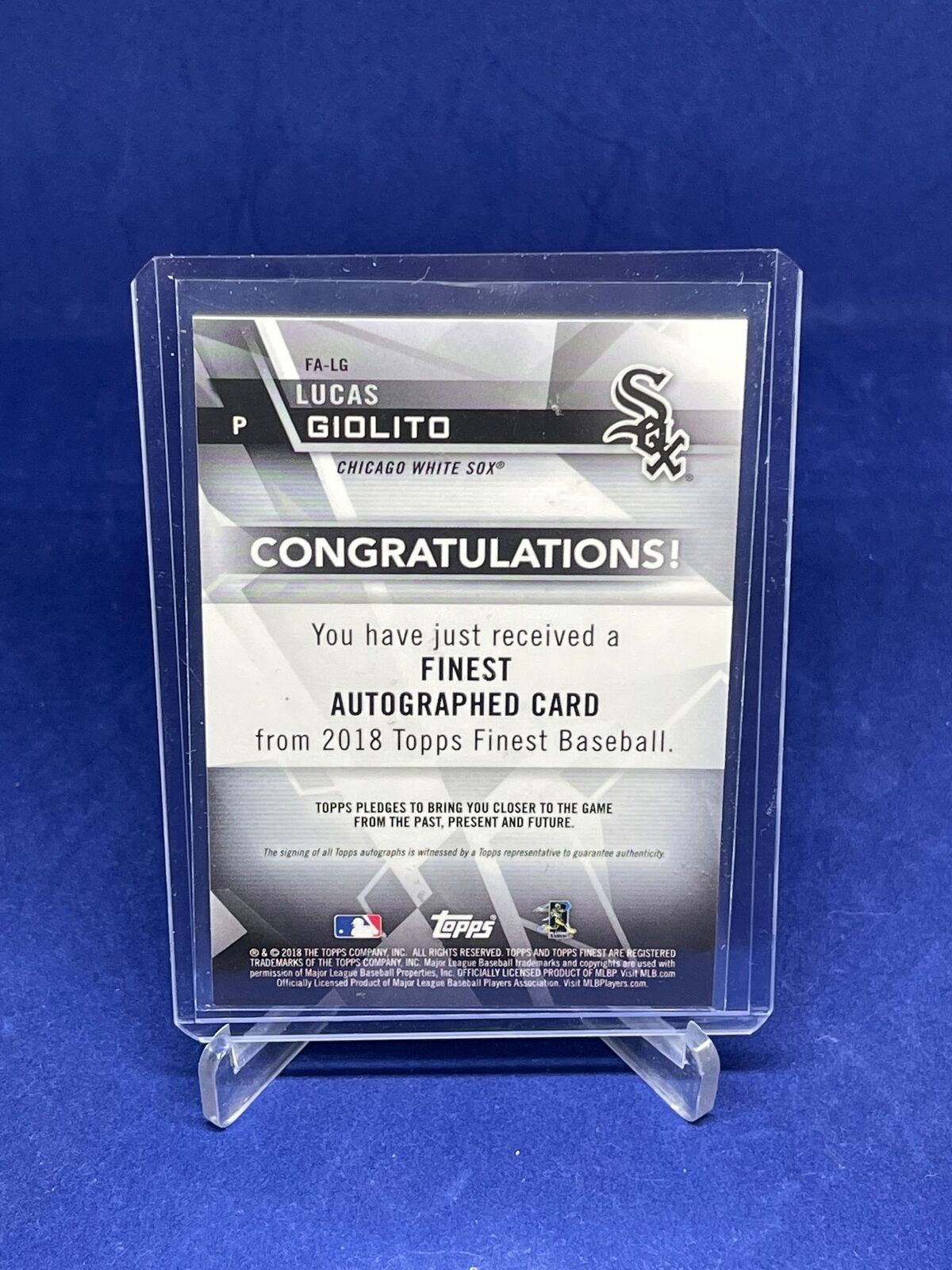 LUCAS GIOLITO 2018 TOPPS FINEST REFRACTOR ON CARD AUTO