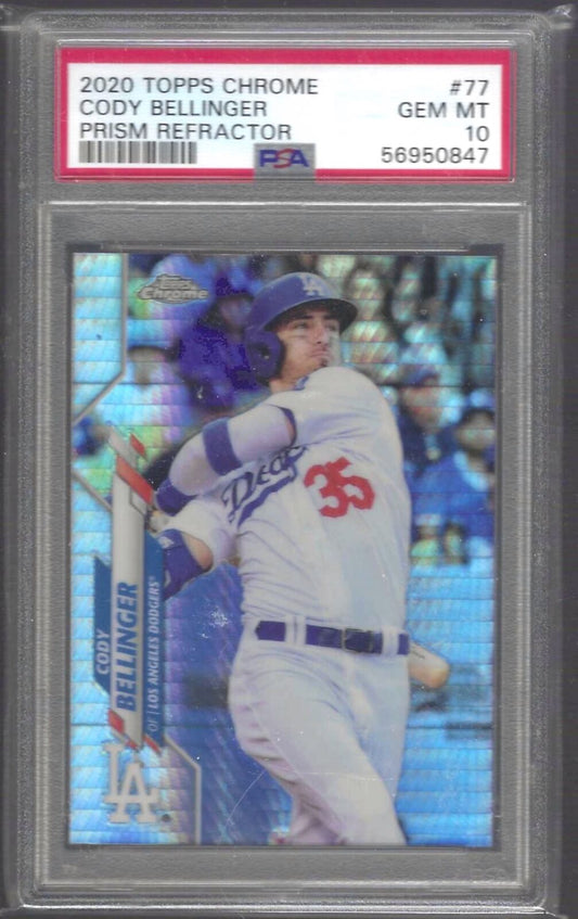 CODY BELLINGER 2020 TOPPS CHROME PRISM REFRACTOR PSA 10 GEM MINT