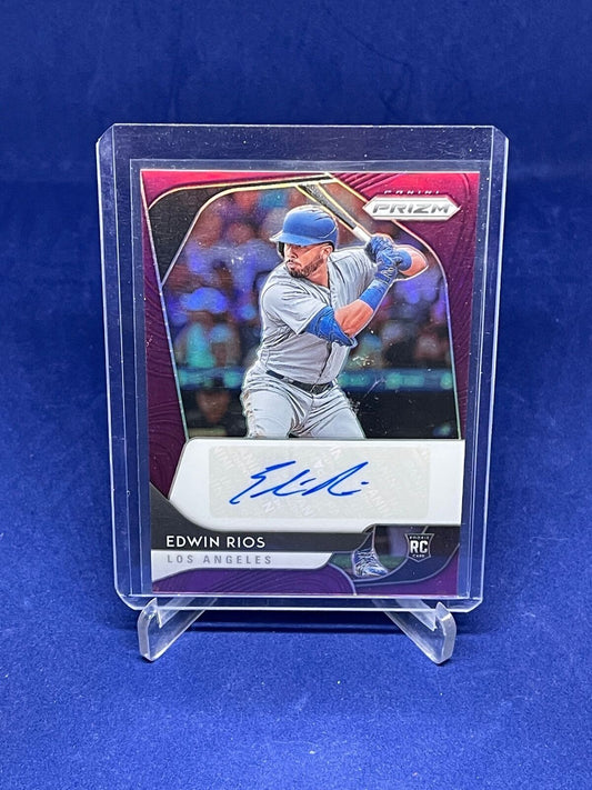 EDWIN RIOS 2020 PANINI PRIZM PURPLE PRIZM ROOKIE AUTO RC #D 18/50