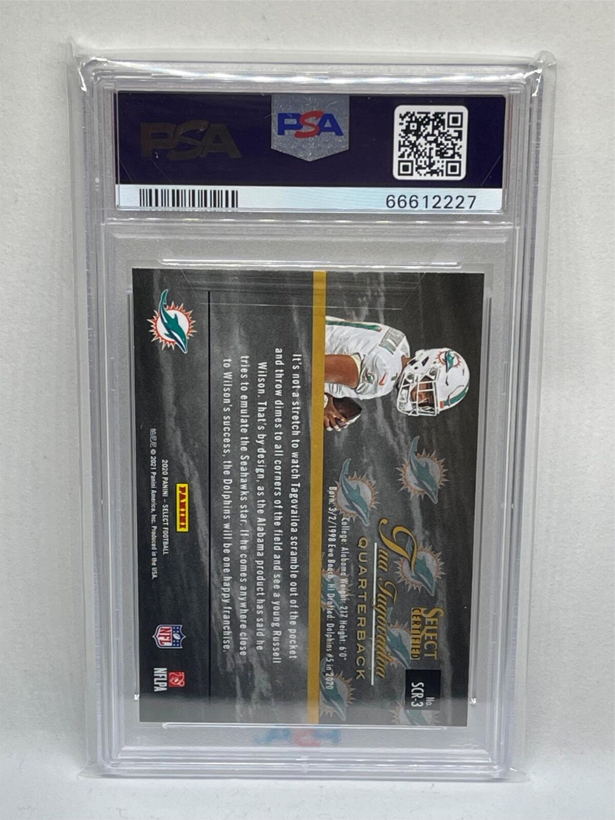 TUA TAGOVAILOA 2020 PANINI SELECT CERTIFIED ROOKIES RC PSA 10 GEM MINT