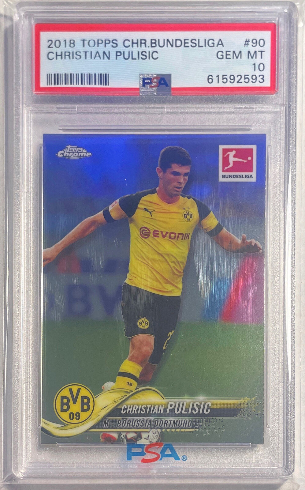 CHRISTIAN PULISIC 2018-19 TOPPS CHROME BUNDESLIGA RC #90 PSA 10 GEM MINT POP 61