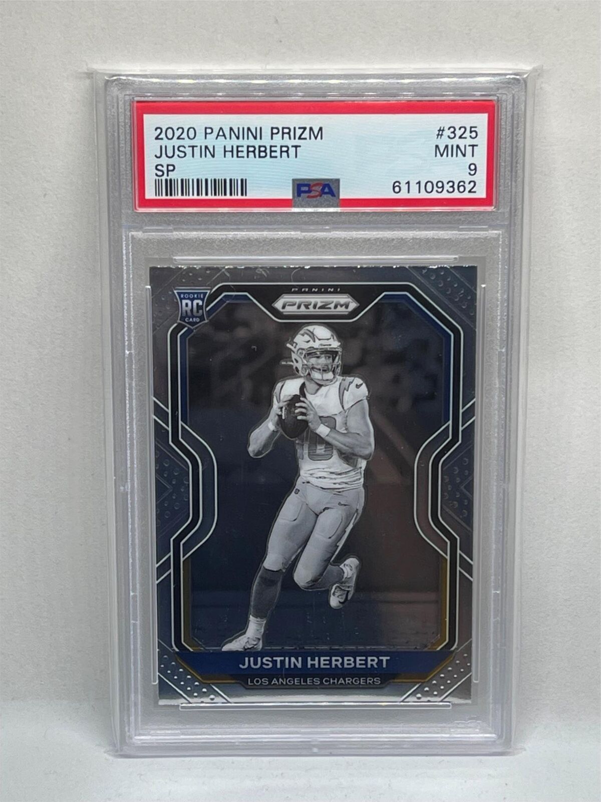 JUSTIN HERBERT 2020 PANINI PRIZM SP NEGATIVE VARIATION ROOKIE RC #325 PSA 9 MINT