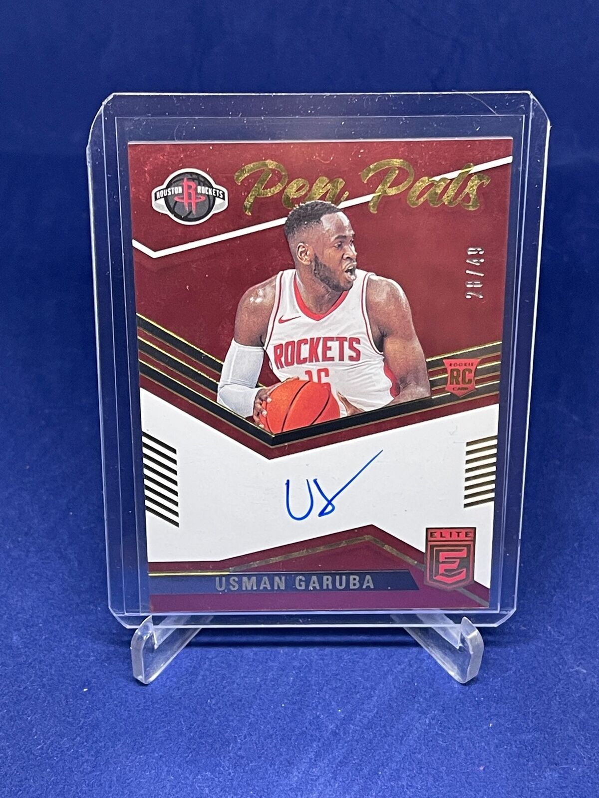 USMAN GARUBA 2021-22 PANINI DONRUSS ELITE PEN PALS GOLD ON CARD AUTO RC #D 28/49