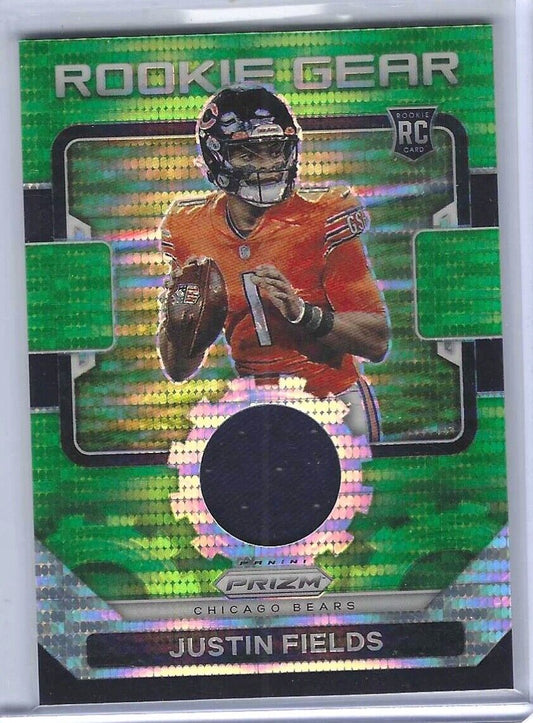 JUSTIN FIELDS 2021 PANINI PRIZM GREEN PULSAR PRIZM ROOKIE GEAR JERSEY PATCH RC