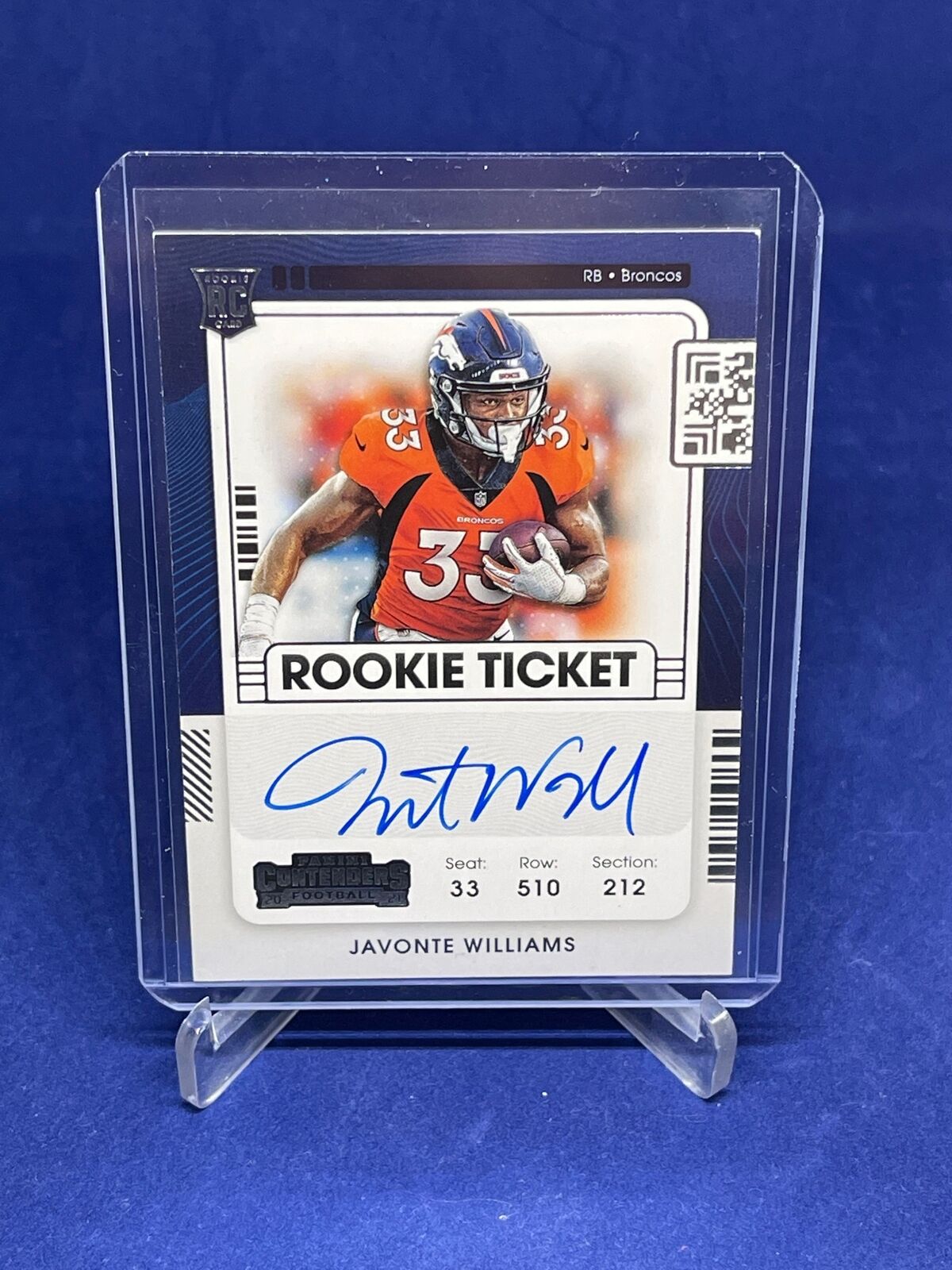 JAVONTE WILLIAMS 2021 PANINI CONTENDERS ROOKIE TICKET ON CARD AUTO RC #115