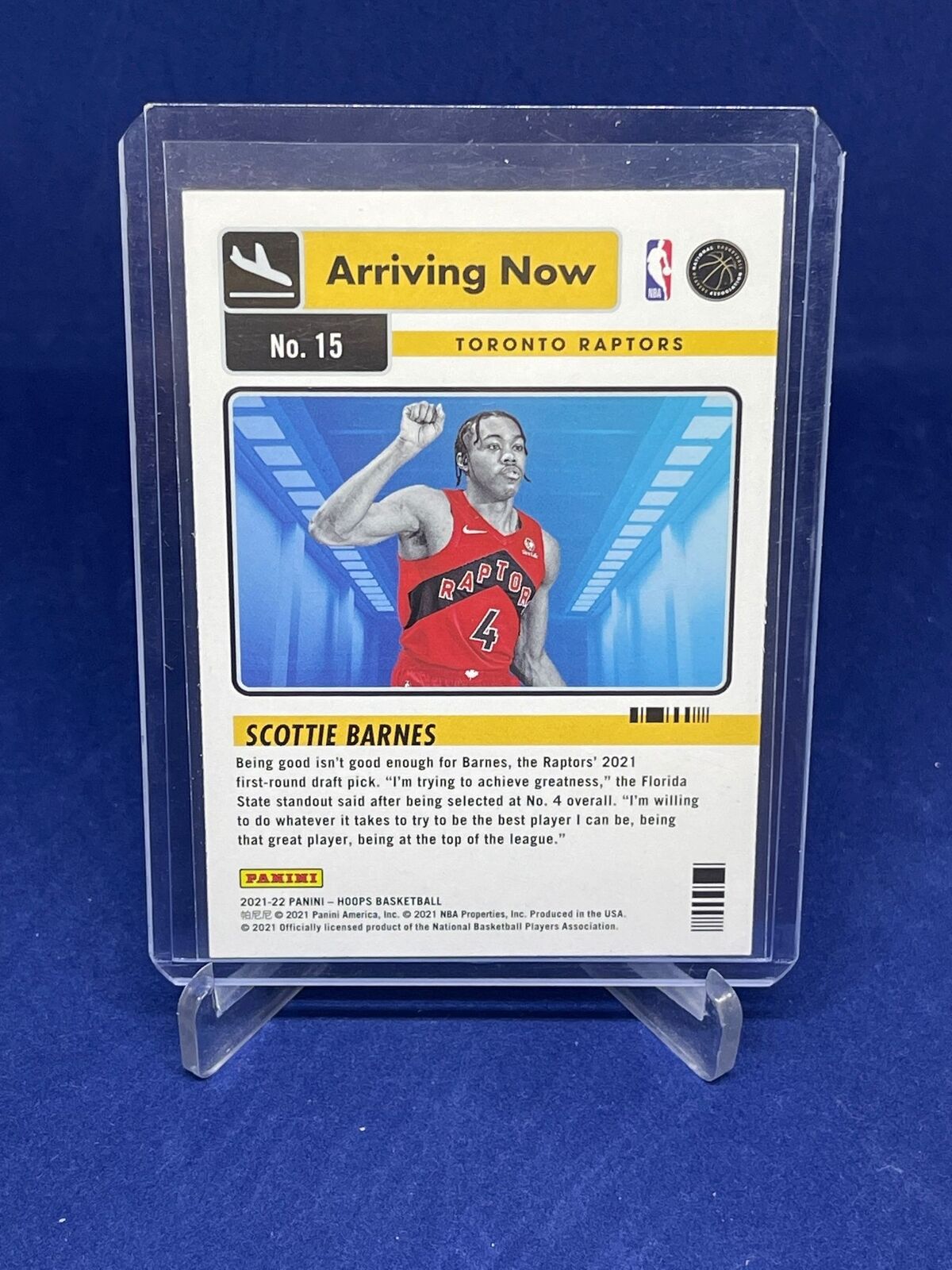 SCOTTIE BARNES 2021-22 PANINI NBA HOOPS ARRIVING NOW HOLO ROOKIE RC #15