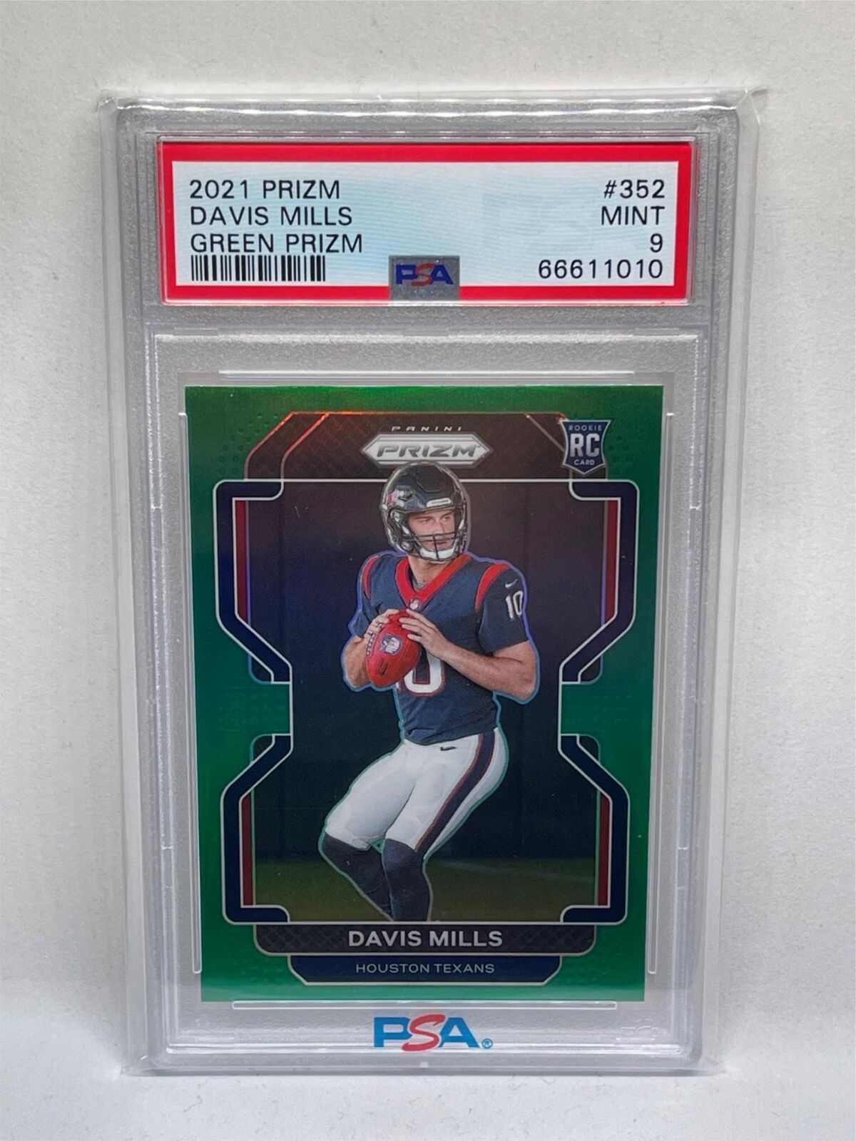 DAVIS MILLS 2021 PANINI PRIZM GREEN PRIZM ROOKIE RC #352 PSA 9 MINT