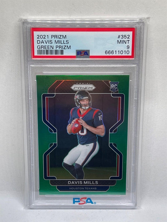 DAVIS MILLS 2021 PANINI PRIZM GREEN PRIZM ROOKIE RC #352 PSA 9 MINT