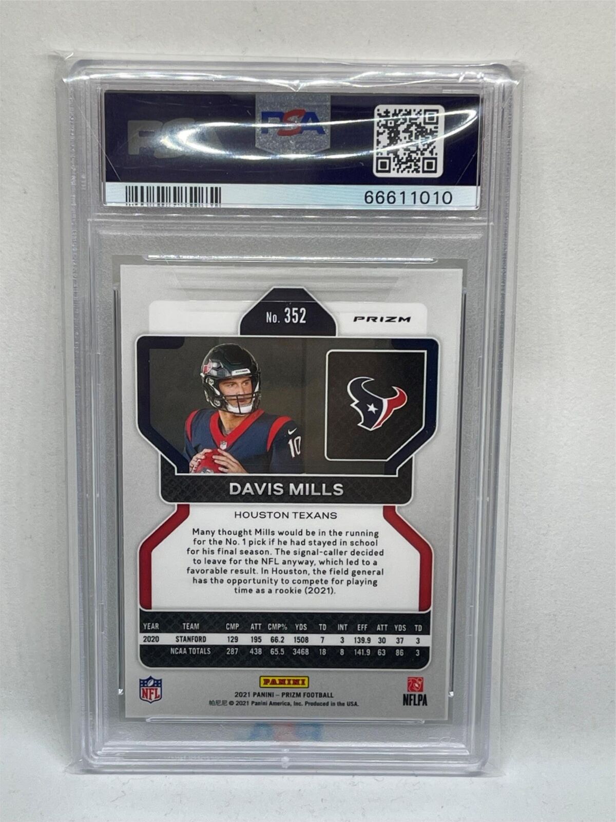 DAVIS MILLS 2021 PANINI PRIZM GREEN PRIZM ROOKIE RC #352 PSA 9 MINT