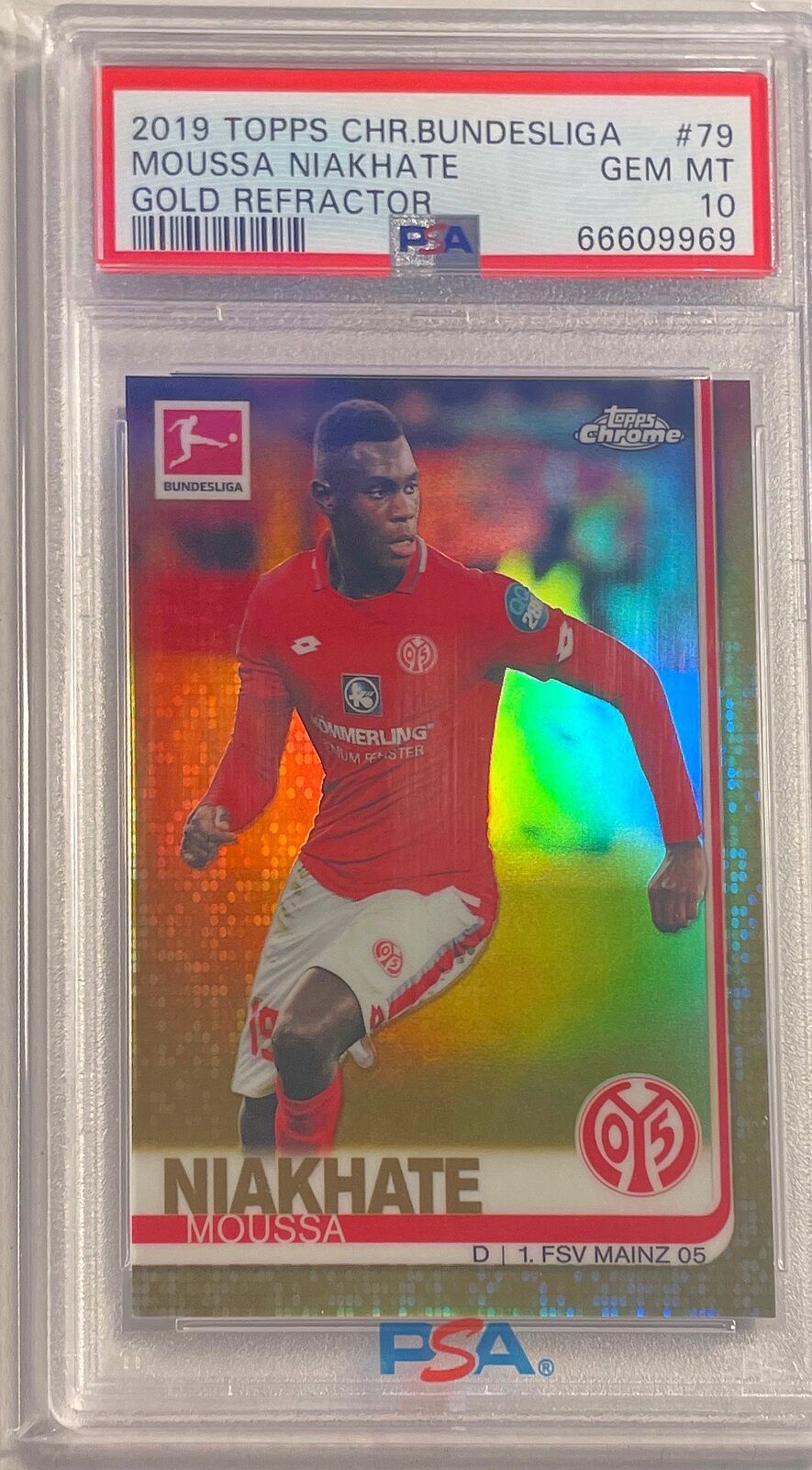 MOUSSA NIAKHATE 2019-20 TOPPS CHROME BUNDESLIGA GOLD REFRACTOR /50 PSA 10 POP 2