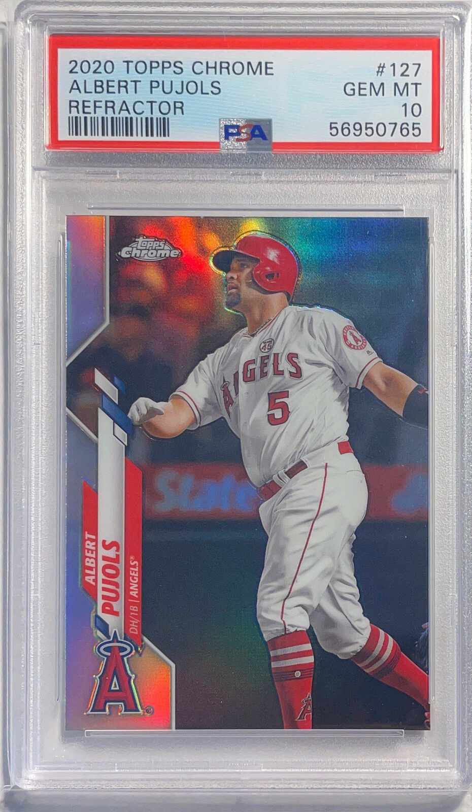 ALBERT PUJOLS 2020 TOPPS CHROME REFRACTOR #127 PSA 10 GEM MINT POP 21