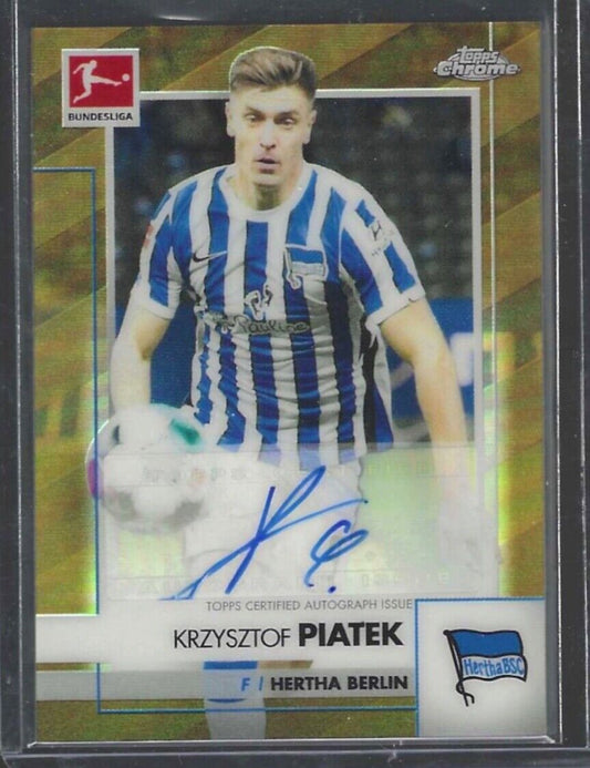 KRZYSZTOF PIATEK 2020-21 TOPPS CHROME BUNDESLIGA GOLD REFRACTOR AUTO #D /60