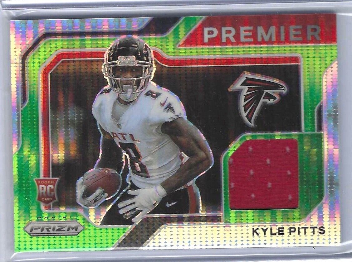 KYLE PITTS 2021 PANINI PRIZM GREEN PULSAR PRIZM PREMIER ROOKIE JERSEY RC #PJ-11