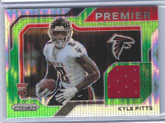 KYLE PITTS 2021 PANINI PRIZM GREEN PULSAR PRIZM PREMIER ROOKIE JERSEY RC #PJ-11