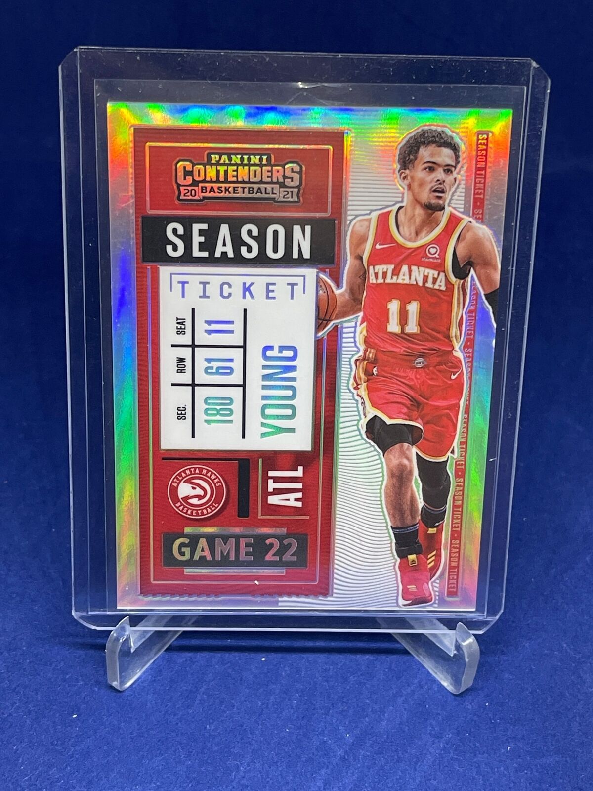 TRAE YOUNG 2020-21 PANINI CONTENDERS SP PHOTO VARIATION TICKET SILVER PRIZM #5
